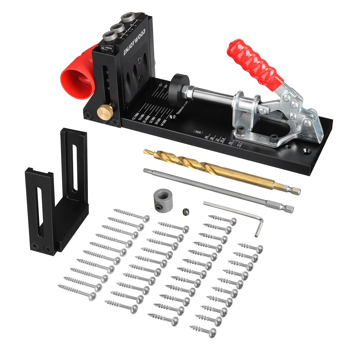 ENJOYWOOD Pocket Hole Jig XK4 Kit Aluminum Alloy Adjustable Woodworking ...