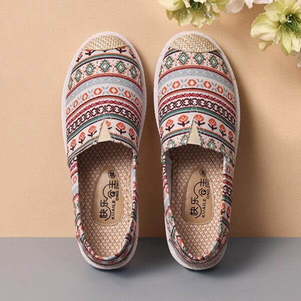 Women Casual Comfort Bohemian Slip On Lazy Shoes Female Womens Flat Slip On Canvas Strap Loafers Straw Espadrilles