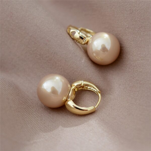 New Cute Pearl Studs Hoop Earrings for Women Gold Color Eardrop Minimalist Tiny Huggies Hoops Wedding Fashion Jewelry - Image 3