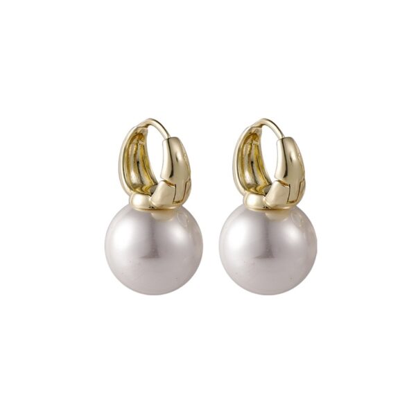 New Cute Pearl Studs Hoop Earrings for Women Gold Color Eardrop Minimalist Tiny Huggies Hoops Wedding Fashion Jewelry - Image 6