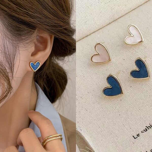 Cute Korean Earrings Heart Bling Zircon Stone Rose Gold Color Stud Earring for Women Fashion Jewelry New Gift - Image 2