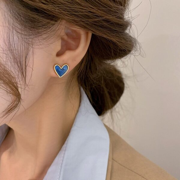 Cute Korean Earrings Heart Bling Zircon Stone Rose Gold Color Stud Earring for Women Fashion Jewelry New Gift - Image 3