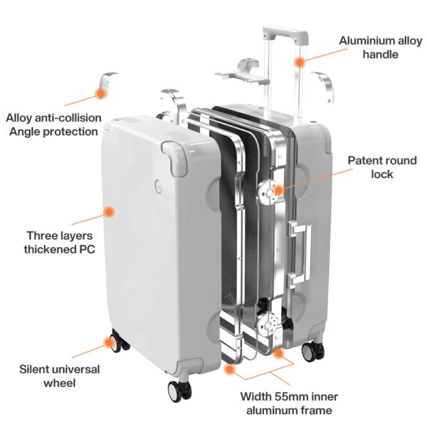 Mixi 2023 NEW Carry On Luggage 20'' Travel Suitcase Rolling Luggage Aluminum Frame PC Hardside with Spinner Wheels TSA Lock 24'' - Image 2