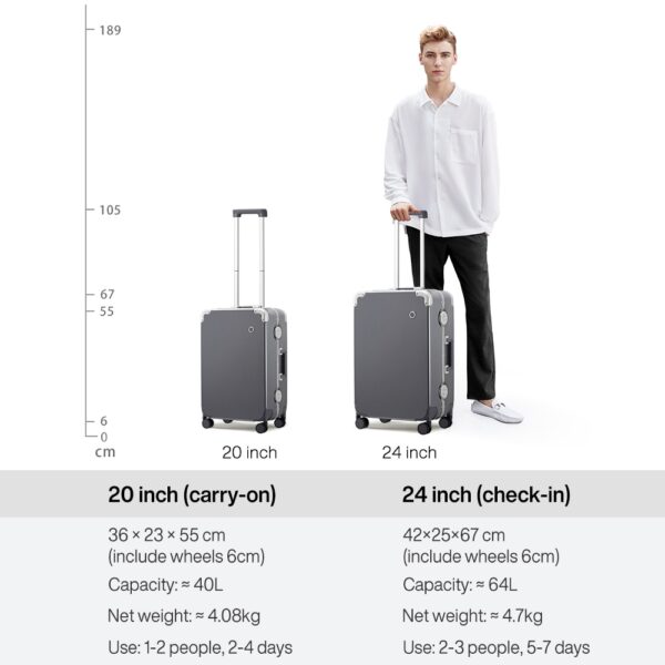 Mixi 2023 NEW Carry On Luggage 20'' Travel Suitcase Rolling Luggage Aluminum Frame PC Hardside with Spinner Wheels TSA Lock 24'' - Image 6