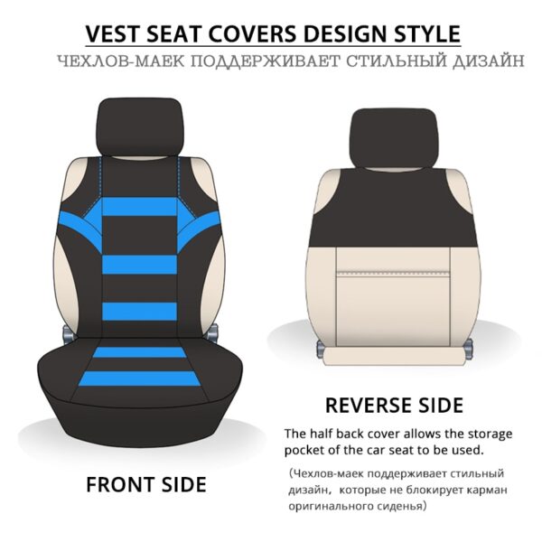 2 Pieces Set T Shirt Design Front Car Seat Cover Universal Car Care Covers For Renault Duster HM 2 2020 2021 Arkana 2019-2021 - Image 4