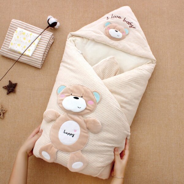 Colored Cotton Baby Blanket Winter Thick Detachable Inner Pad Bedding Sets Newborn Blanket Cartoon Animal Design Baby Swaddle - Image 2