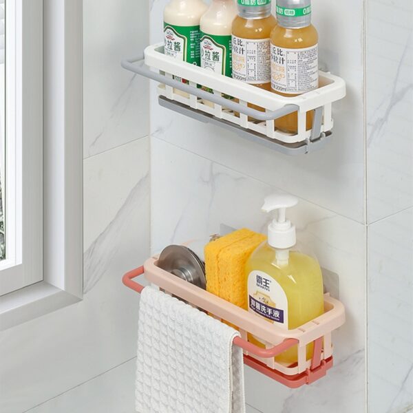 Kitchen Dish Sponge Sink Holder Drain Rack Storage Shelf Bathroom Organizer Shelves Hanging Rack Organizer Accessories - Image 3