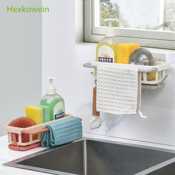 Kitchen Dish Sponge Sink Holder Drain Rack Storage Shelf Bathroom Organizer Shelves Hanging Rack Organizer Accessories - Image 5