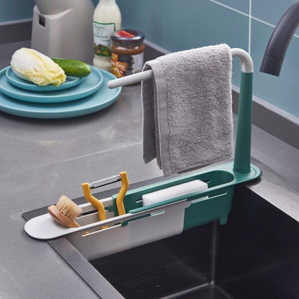 Telescopic Sink Shelf Kitchen Sink Drain Rack Storage Basket Kitchen Gadgets Accessories Tool Sinks Organizer Soap Sponge Holder - Image 3