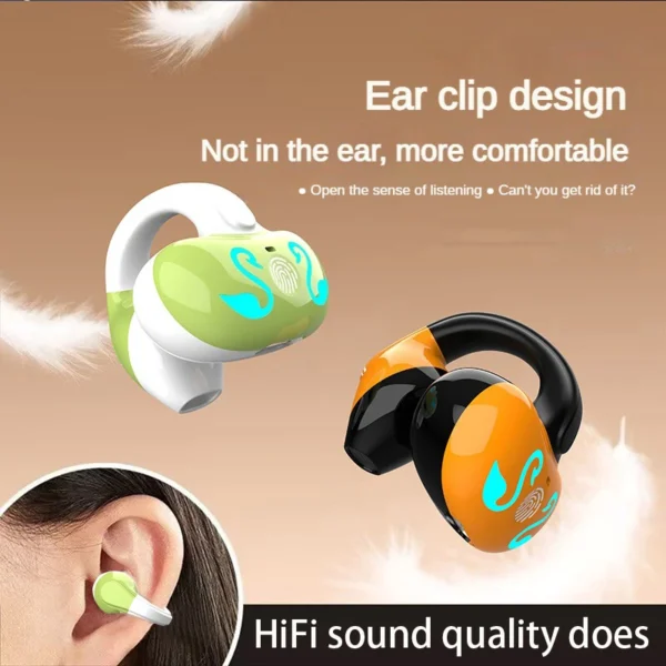 SK GD68 Bone Conduction TWS Headphones Bluetooth V5.3 Ear Clip Lightweight Business Sports Game Headset with Mic Noise Reduction - Image 2