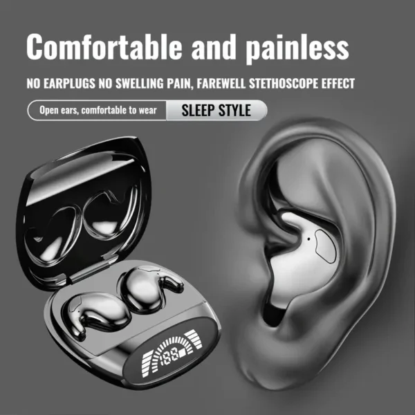 Ultrathin Sleep Invisible Earbuds,Wireless Bluetooth Headphones,IPX5 Waterproof Sports Headsets,With Mic HiFi Music Earphones - Image 2