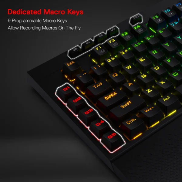 Redragon K596 Wired RGB Mechanical Gaming Keyboard, 87 Keys TKL Compact Keyboard Wrist Rest, Red Switches - Image 2