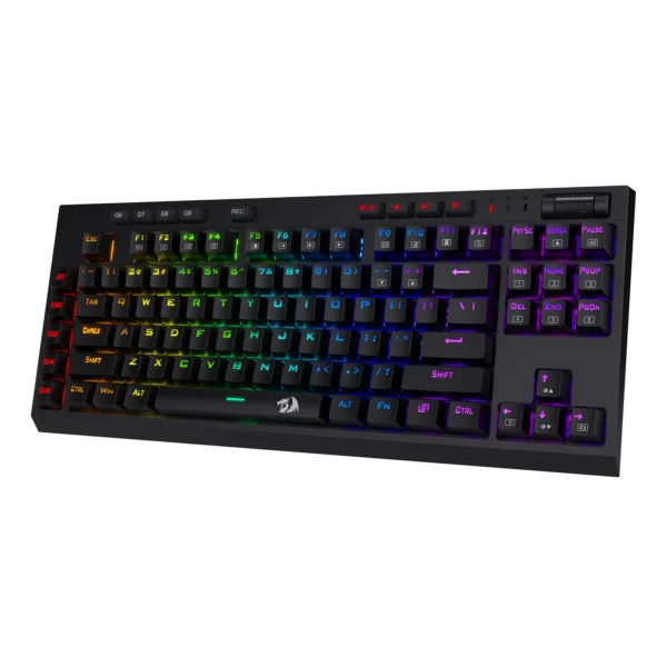 Redragon K596 Wired RGB Mechanical Gaming Keyboard, 87 Keys TKL Compact Keyboard Wrist Rest, Red Switches