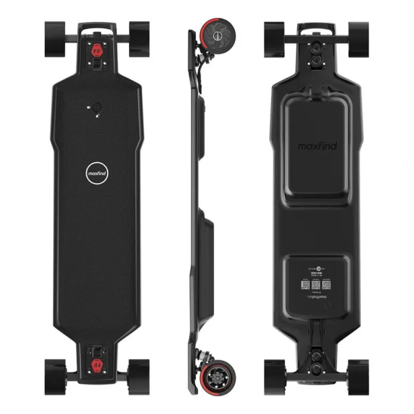 Maxfind Belt Motor All-Terrain Electric Skateboards with 48V 8.7AH SamsungBattery 1000W*2 Dual Motors 3.8inch Tires 45KM Max Mileage 100KG Electric Longboard for Adults Teens Kids