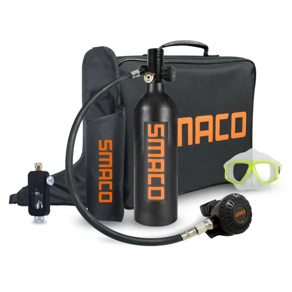 SMACO S400 Scuba Tank Mini Scuba Tank with 1L Capacity Support 15-20 Minutess Underwater Breathing