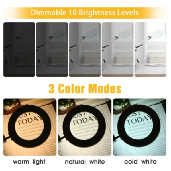 72LED 8X/10X NEW Illuminated Magnifier USB 3 Colors LED Magnifying Glass for Soldering Iron Repair/Table Lamp/Skincare Beauty - Image 5