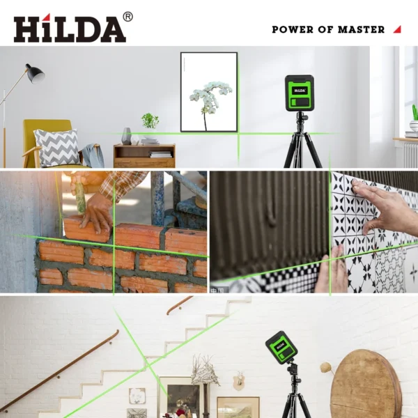 HILDA Laser Level Meter 2-Lines Cross Green Level Laser Horizontal & Vertical Nivel Laser Self-Leveling лазерный уровень - Image 5