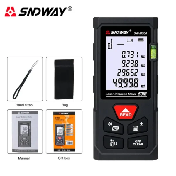 SNDWAY Laser Distance Meter 40M/50M/120M Digital Tape Measure Precision Rangefinder With Distance/Area/Volume/Self-calibration - Image 2