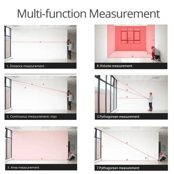 SNDWAY Laser Distance Meter 40M/50M/120M Digital Tape Measure Precision Rangefinder With Distance/Area/Volume/Self-calibration - Image 6