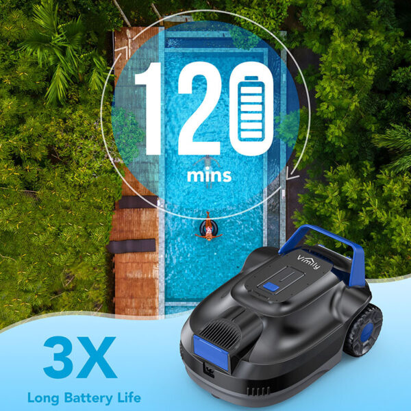 Vimily S1 Cordless Pool Robot Vacuum, Robotic Pool Rechargeable Cleaner for Above Ground & In-Ground Swimming Flat Pools, Lasts 120... - Image 5