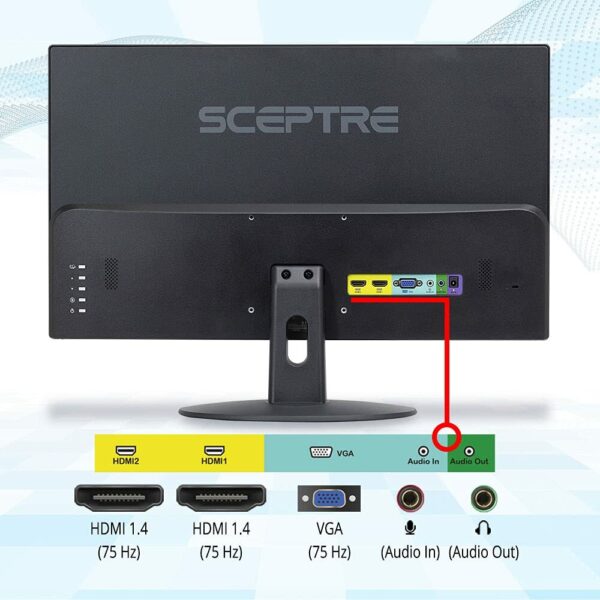 Sceptre 20" 1600x900 75Hz Ultra Thin LED Monitor 2x HDMI VGA Built-in Speakers, Machine Black Wide Viewing Angle 170° (Horizontal) / 160° (Vertical) - Image 5