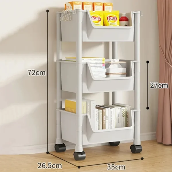 Trolley Bookshelf Portable Creative Kitchen Storage Rack Living Room Mobile Display Cabinet Corner Movable Bookshelf With Wheels - Image 6