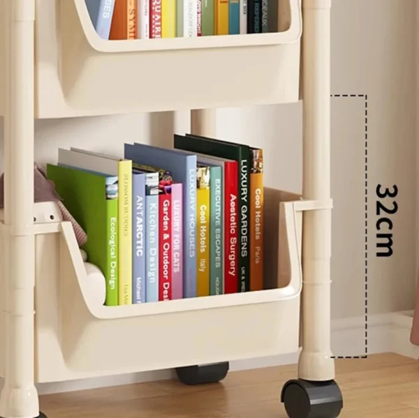 Trolley Bookshelf Portable Creative Kitchen Storage Rack Living Room Mobile Display Cabinet Corner Movable Bookshelf With Wheels - Image 2