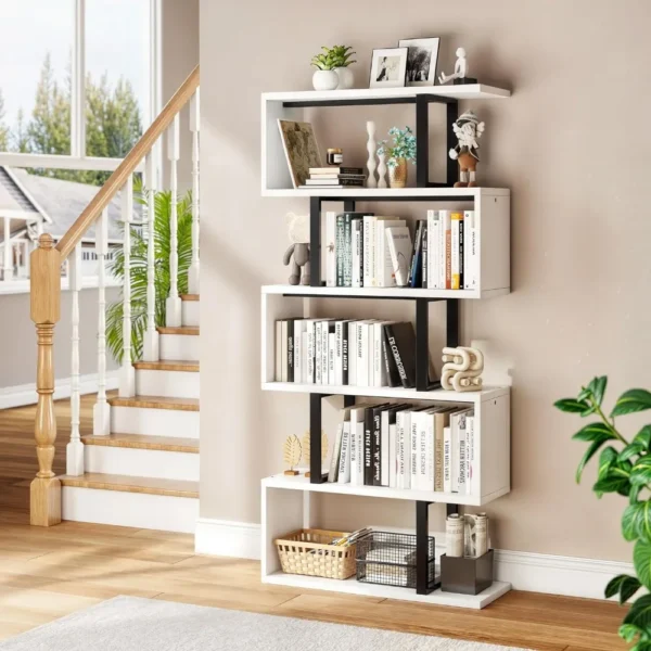 Tall Bookshelf Modern Book Shelf 6 Tier Bookcase, Open Display Storage Rack Shelves for Living Room/Bedroom/Home - Image 4