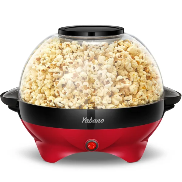 Popcorn Machine, 6-Quart Popcorn Popper maker, Nonstick Plate, Electric Stirring with Quick-Heat Technology, Cool Touch Handles