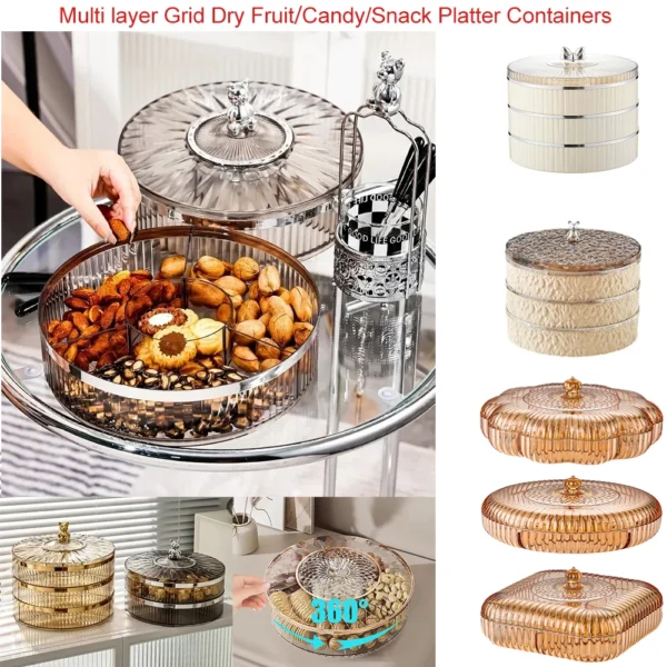 Multi layer Transparent Snacks Box Dust-proof Acrylic Dry Fruit Tray Candy Nut Storage Box Modern Living Room Sundries Container - Image 3