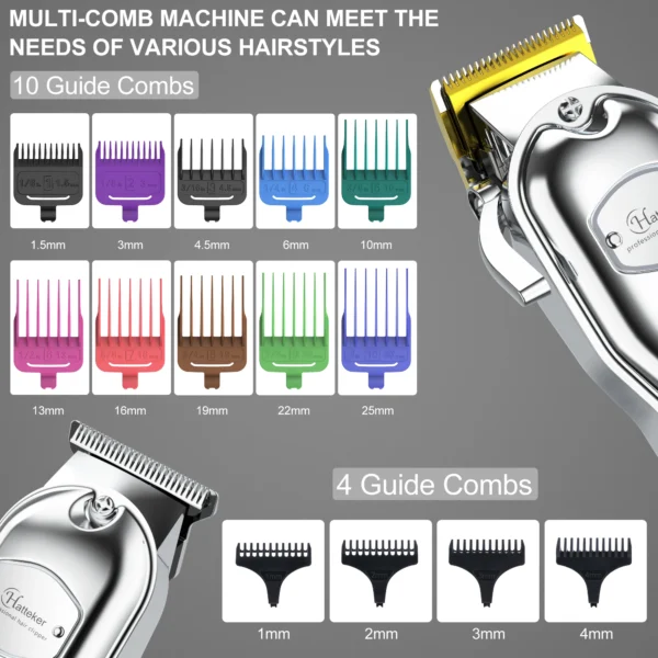 Hatteker Professional Hair Cutter Mans Hair Clipper Set Metal Electric Cordless Hair Trimmer for Barber LCD Display Hairdressing - Image 4