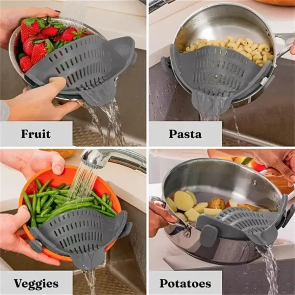 1pc, Strainer, Pot Strainer, Adjustable Clip On Strainer For Pots Pans And Bowls, Kitchen Pot Strainer - Image 3