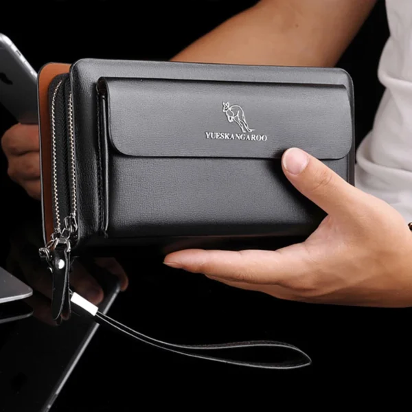 Men'S Clutch Bag PU Leather Zipper Wallet Passcard Fashion Luxury Handbag Square Holder Phone Pouch Hand Porter Bag Clutch Male