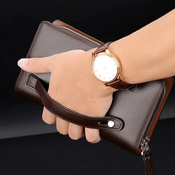 Men'S Clutch Bag PU Leather Zipper Wallet Passcard Fashion Luxury Handbag Square Holder Phone Pouch Hand Porter Bag Clutch Male - Image 3