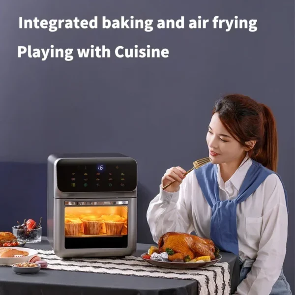 12L Electric Air Fryer Large Capacity Convection Oven Deep Fryer Without Oil Kitchen 360°Baking Viewable Window Home Appliance - Image 4