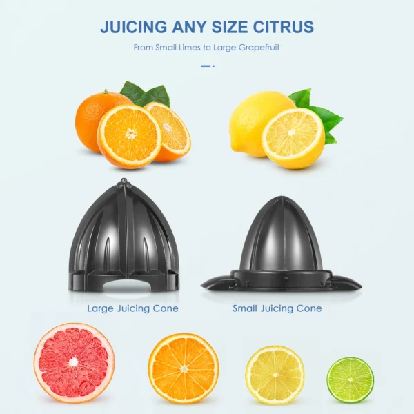 Electric Citrus Juicer Squeezer, Reemix Powerful Electric Orange Juicer With 2 Size Cone, Homemade Citrus Juicer Machine - Image 2