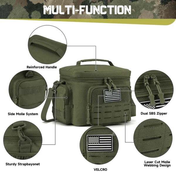 Tactical Lunch Box for Men Military Heavy Duty Lunch Bag Work Leakproof Insulated Durable Thermal Cooler Bag Meal Camping Picnic - Image 3