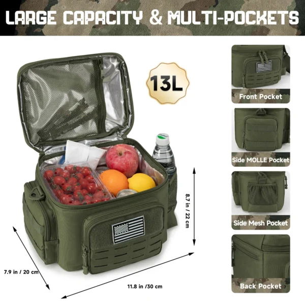 Tactical Lunch Box for Men Military Heavy Duty Lunch Bag Work Leakproof Insulated Durable Thermal Cooler Bag Meal Camping Picnic - Image 2