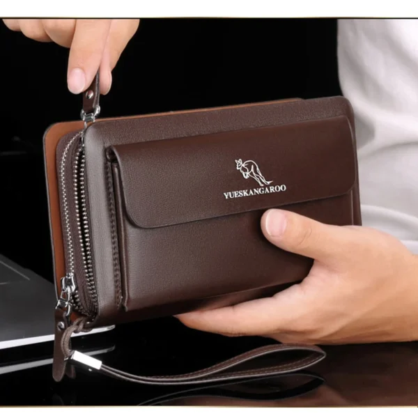 Men'S Clutch Bag PU Leather Zipper Wallet Passcard Fashion Luxury Handbag Square Holder Phone Pouch Hand Porter Bag Clutch Male - Image 2