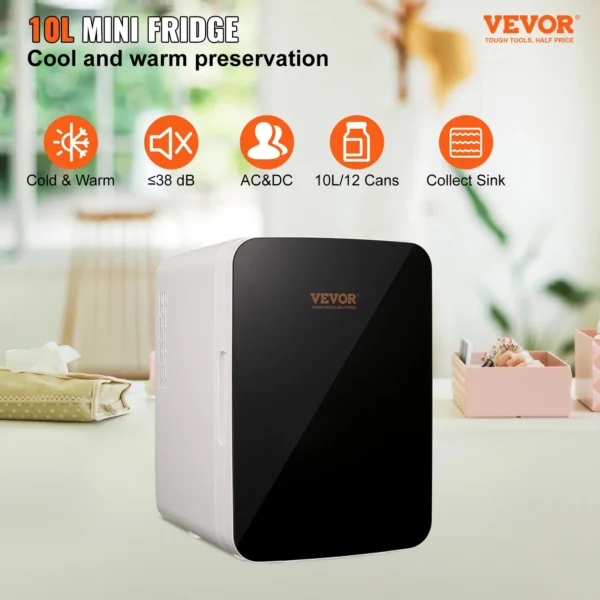 VEVOR 10L Car Refrigerator Mini Portable Skincare Fridge Cooling Freezer Food Drink Storage Box Container for Home Car Bar Use - Image 2