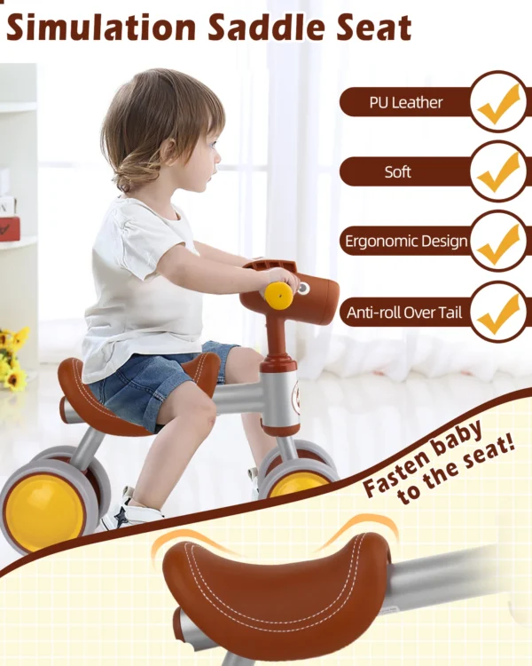 Baby Balance Bike for 1-2 Year Old Boys Girls Baby Bicycle 4 Wheels Outdoor Bike Riding Toy Car for 10-36 Month Toddlers First B - Image 3