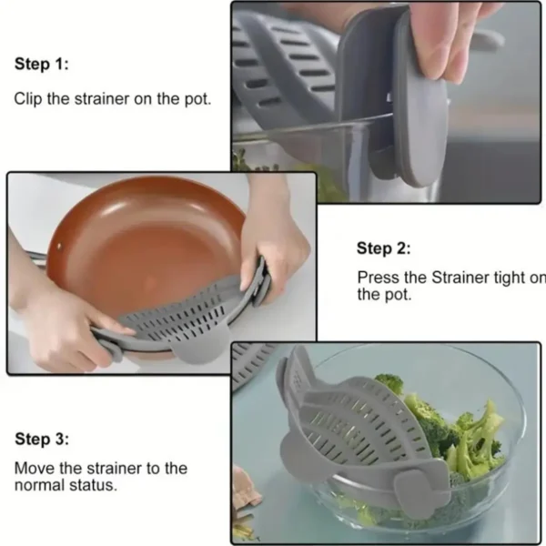 1pc, Strainer, Pot Strainer, Adjustable Clip On Strainer For Pots Pans And Bowls, Kitchen Pot Strainer - Image 4