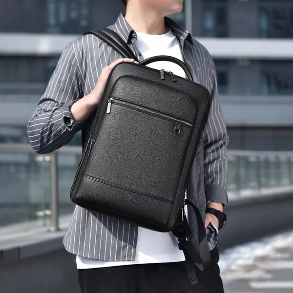 Executive Backpack Men PU Leather Satchel USB Charging Briefcase Office Travel Laptop Office Business Shoulder Back Pack Male - Image 2