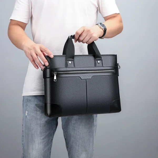 PU Leather Briefcase for Man A4 Documents Designer Executive Handbag Laptop 14 Shoulder Business Messenger Tote Bag Husband - Image 2