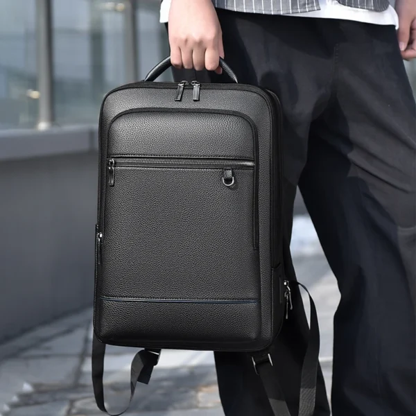 Executive Backpack Men PU Leather Satchel USB Charging Briefcase Office Travel Laptop Office Business Shoulder Back Pack Male - Image 3