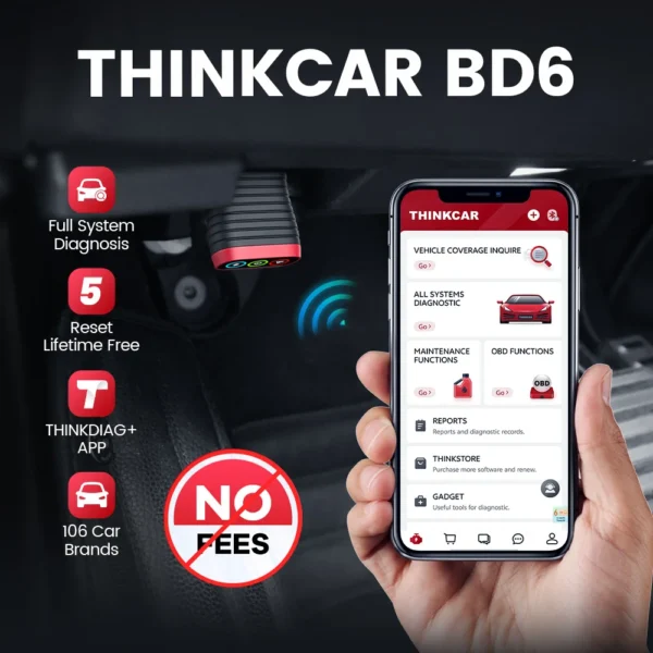 THINKCAR BD6 Bluetooth obd2 Scanner All Cars Full System Diagnosis 5 Reset Service Lifetime Free Automotive Diagnostic Tool - Image 2