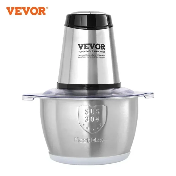 VEVOR Food Processor Electric Meat Grinder with 4-Wing Stainless Steel Blades Stainless Steel Bowl for Baby Food