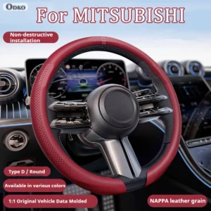 For Mitsubishi Attrage Lancer Zinger Grandis Nappa Leather grain Car Steering Wheel Cover Breathable and Anti Slip Accessories