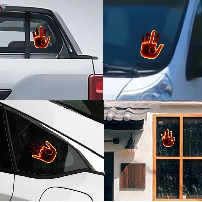 Funny Car Finger Light with Remote Gesture LED Funny Back Window Sign Car Middle Finger Car Light - Image 4