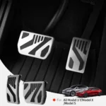 YZ For Tesla Model X/S/3/Y Juniper Highland 2021-2026 Aluminum Automatic Transmission Car Pedal Cover Set Kit Anti Skid Pedal